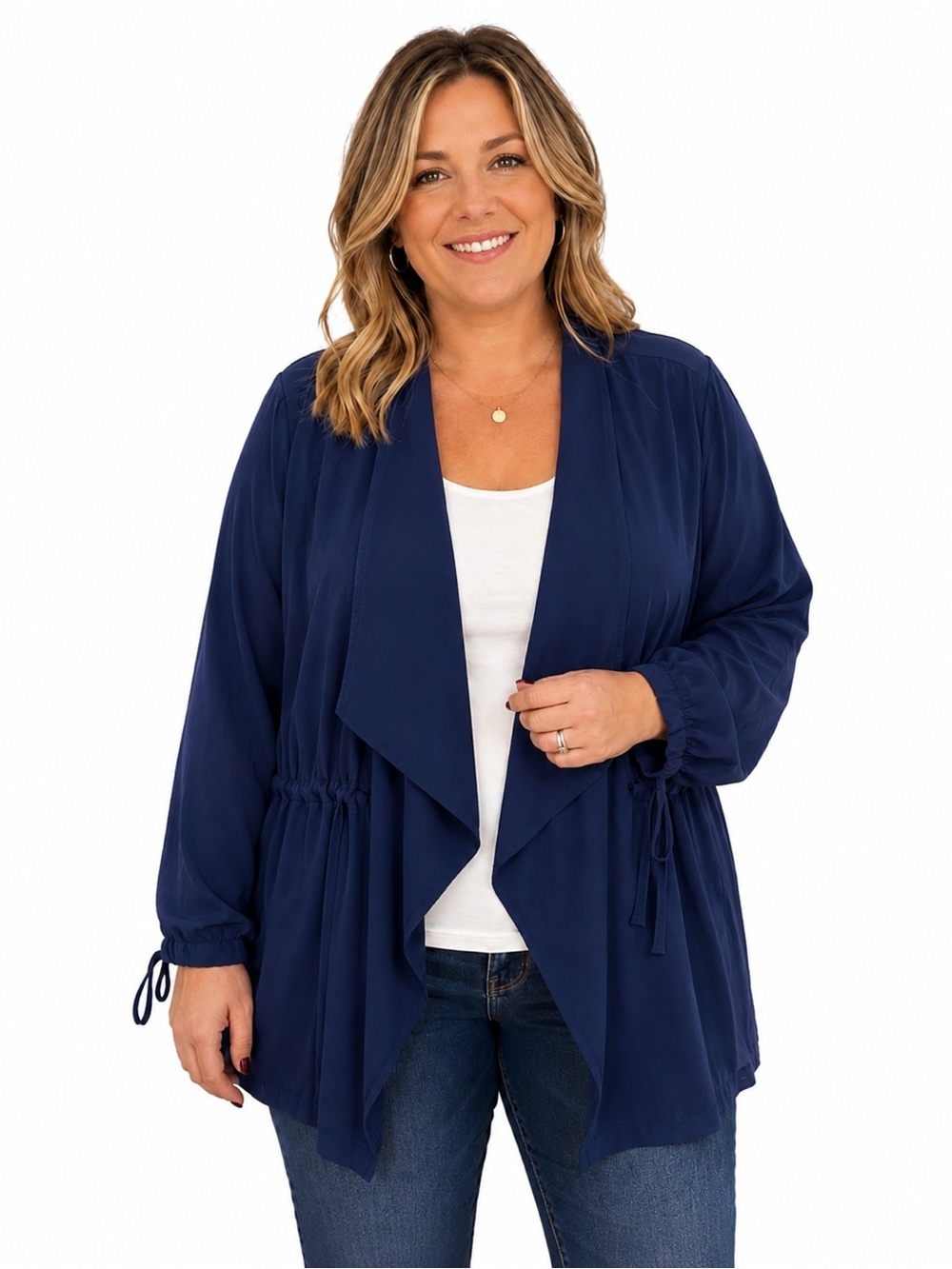 New Directions Women's Draped Open-Front Cardigan - Royal Blue